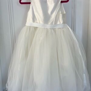 David’s Bridal flower girl dress in Tulle with ribbon